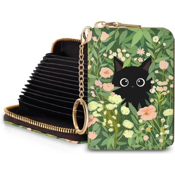Handbags - Women's Black Cat Floral RFID Wallet Black Cat Floral